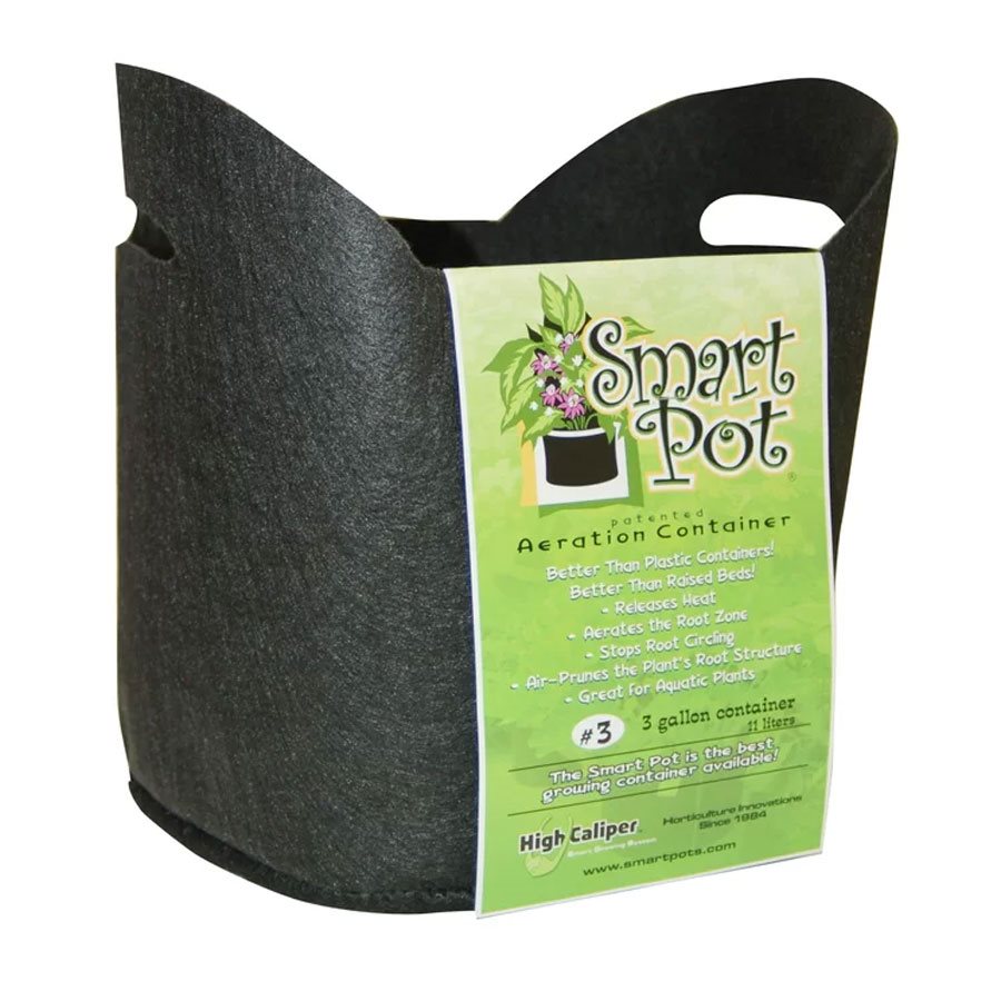Smart Pot #3 w/handles 3 GAL / 12 L 10" / 25 CM Black Fabric Pot - Dutchman's Hydroponics & Garden Supply