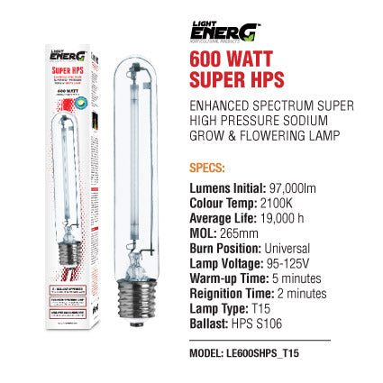 Light Energ - 600 Watt Super HPS - Dutchman's Hydroponics & Garden Supply